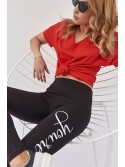 Baumwollleggings mit Aufschrift, schwarz 01340 - Online-Shop - Boutique